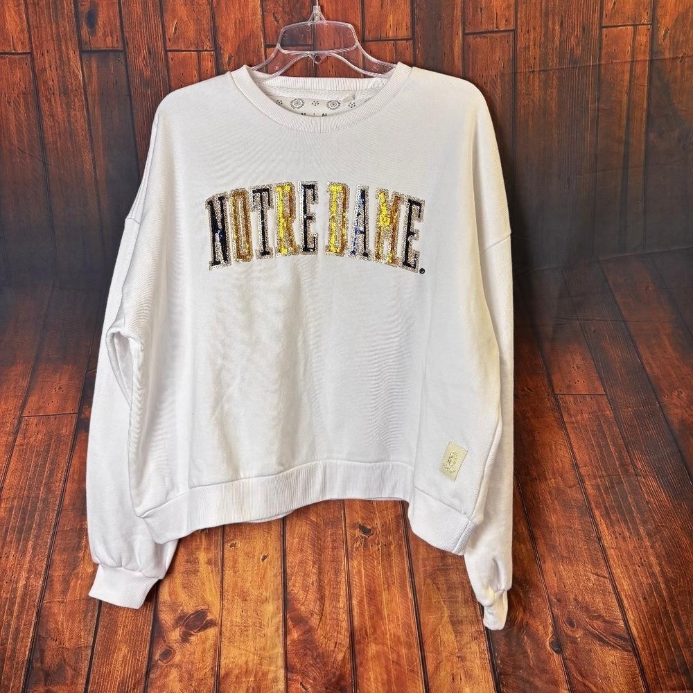 Pressbox Notre Dame Sweatshirt White Women's Size M College